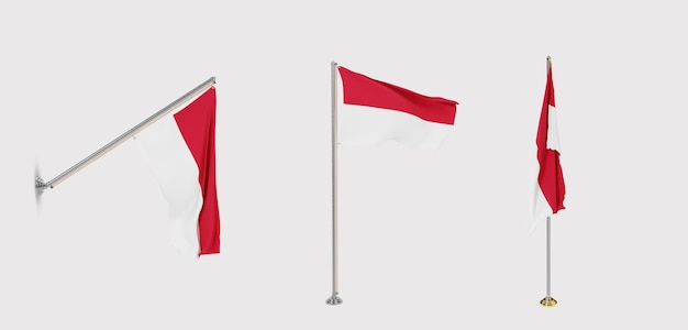National flag Stand set of Indonesia Editable Image