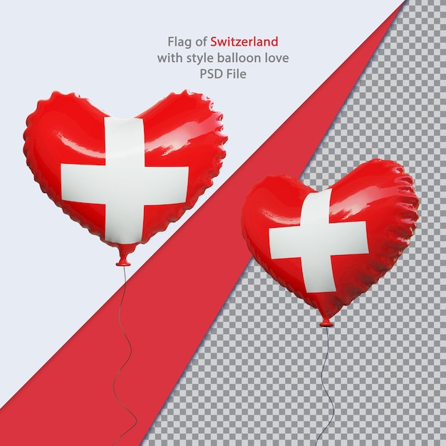 PSD national flag of switzerland 3d balloon love