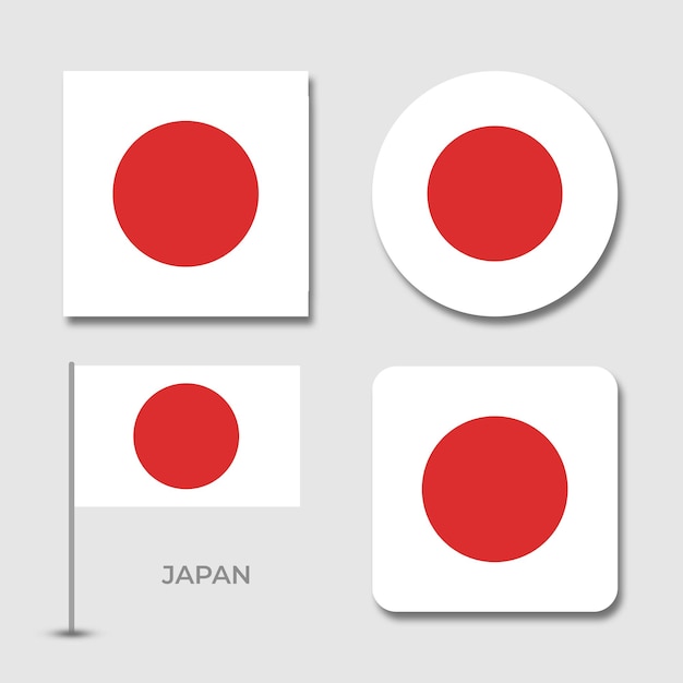 PSD national flags of japan set design