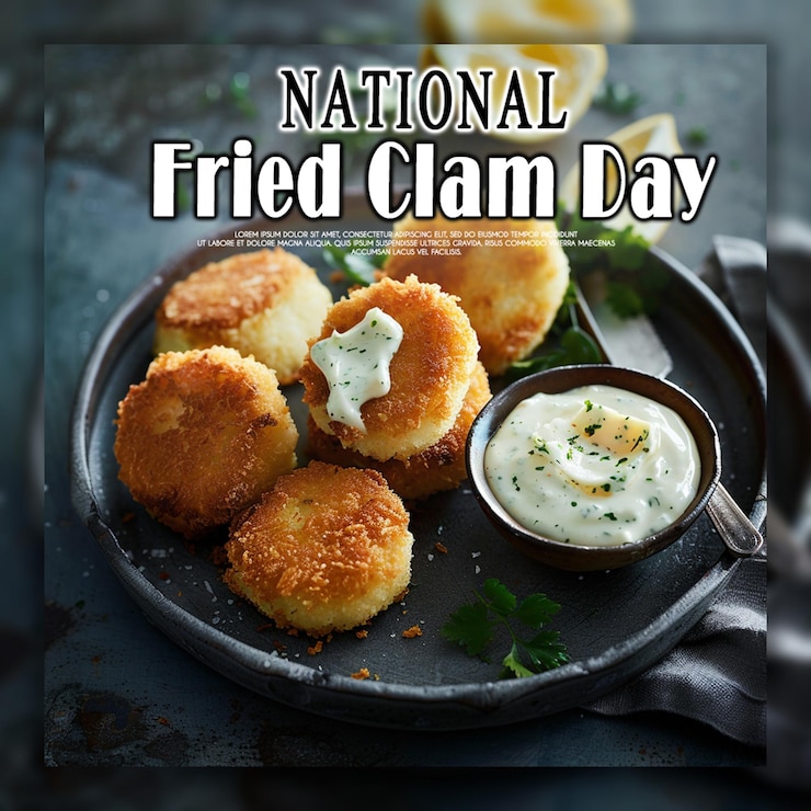 PSD national fried clam day banner or instagram post template