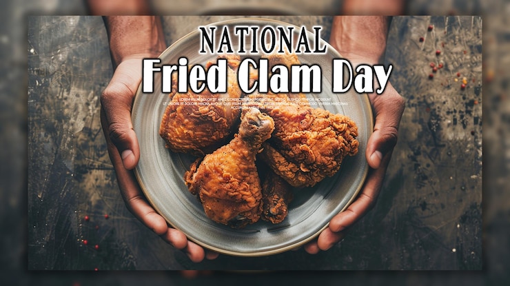 PSD national fried clam day banner or instagram post template