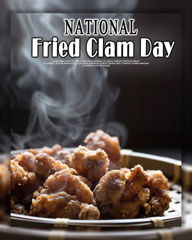 PSD national fried clam day banner or instagram post template
