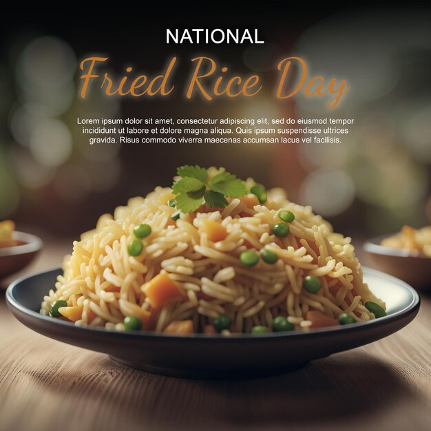 Premium PSD National fried rice day background generative ai