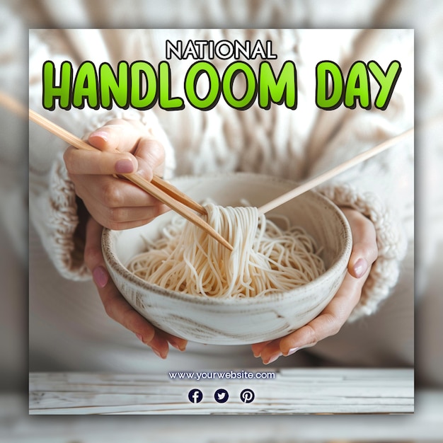 PSD national handloom day colorful wool quilting equipment and fabrics for social media post