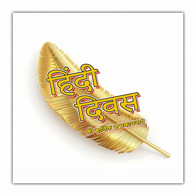 National hindi diwas with feather and hindi letters world hindi day celebration background