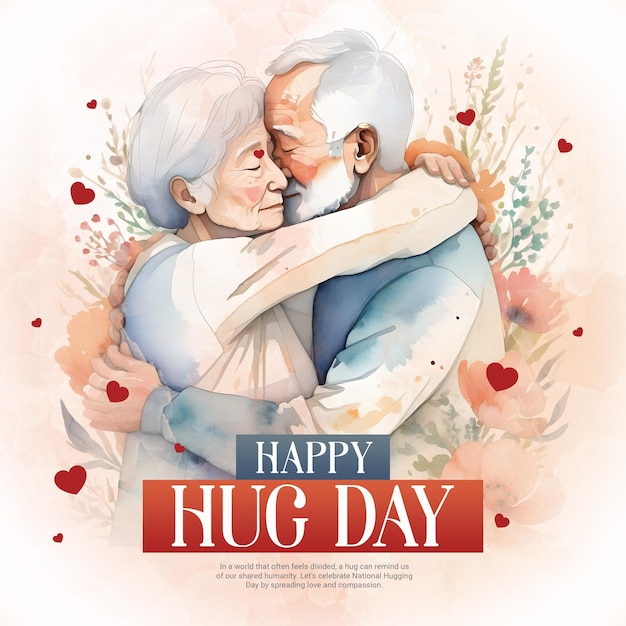 PSD national hugging day 21 january celebration social media post template banner