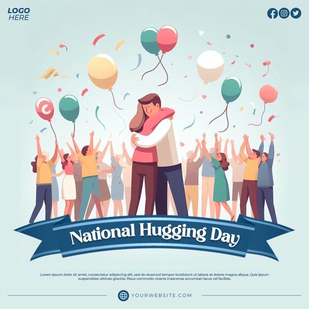 PSD national hugging day instagram post banner template