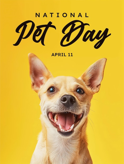 PSD national pet day poster template with a dog and cat background