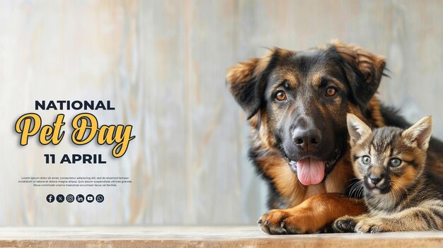 PSD national pet day special greeting card with a psd background