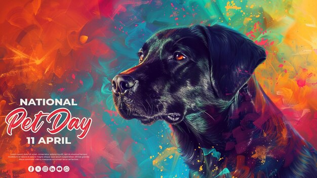 National pet day special greeting card with a psd background