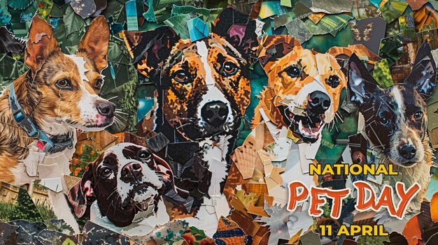 National pet day special greeting card with a psd background