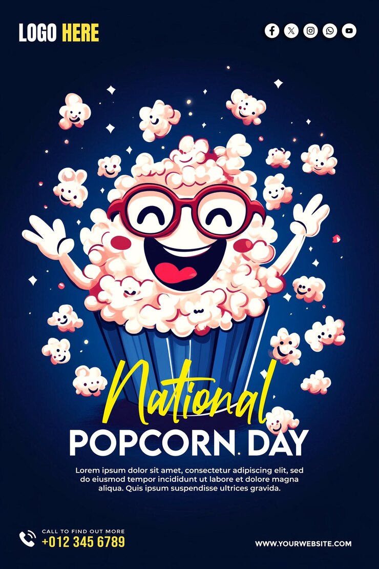 PSD national popcorn day social media banner poster template