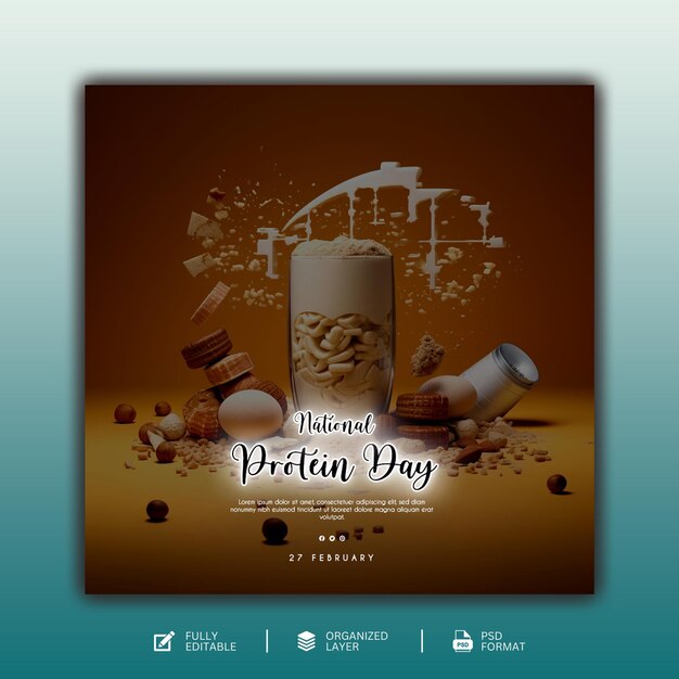 National protein day graphic and social media design template