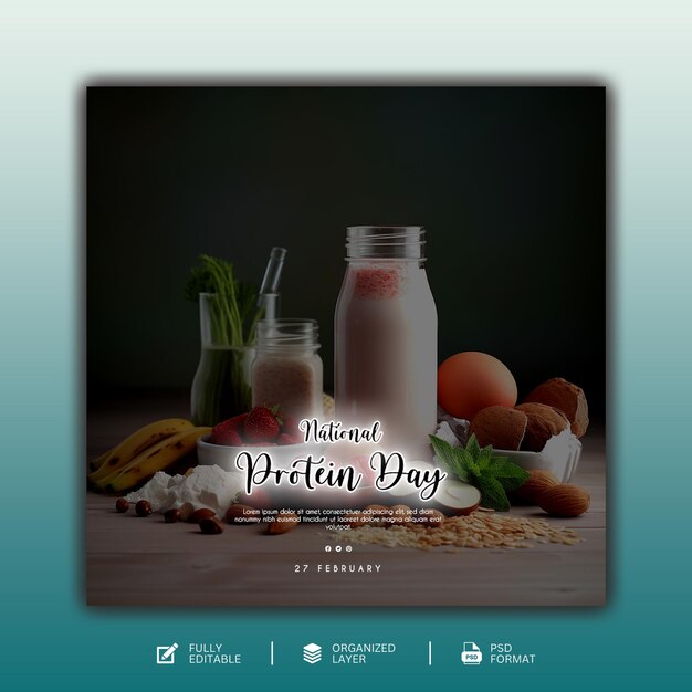 National protein day graphic and social media design template