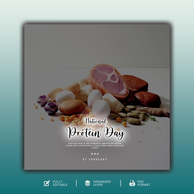 National protein day graphic and social media design template