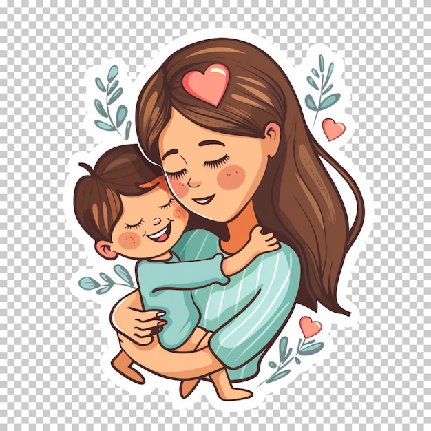 PSD national safe motherhood day mothers day pregnant woman sticker mother and kids isolated background