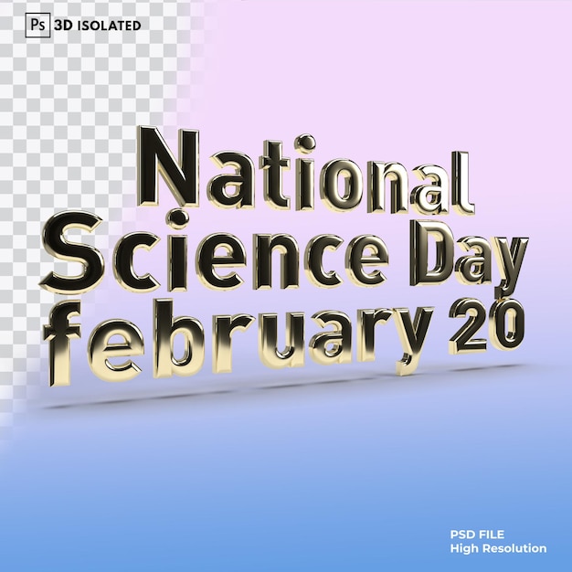 PSD national science day 3d render isolated premium