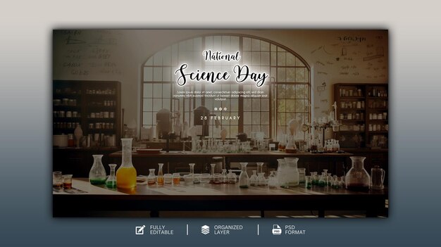 PSD 국립 과학의 날 그래픽 및 소셜 미디어 디자인 템플릿
