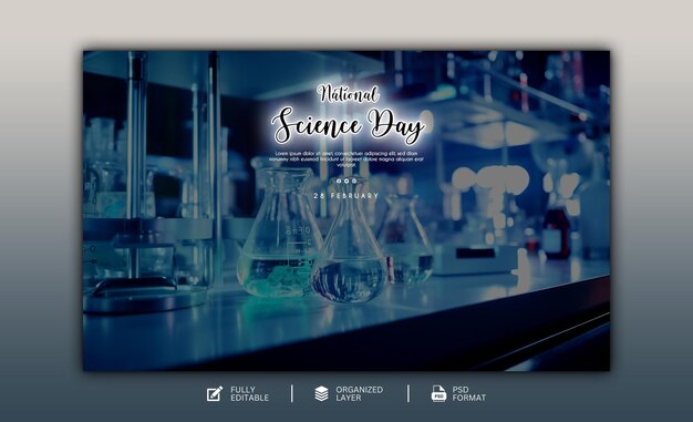 PSD national science day graphic and social media design template