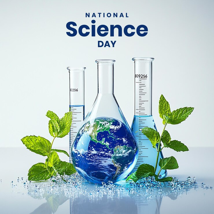 PSD national science day wishes banner design with text