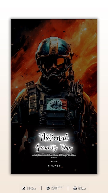 PSD national security day graphic and social media design template