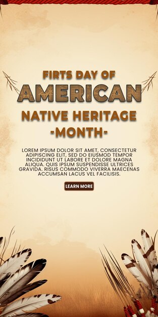 PSD native american indian heritage background first day of native american heritage ai generated