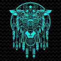 PSD native american shaman totem logo met dream catchers en een creatief tribal vector designs