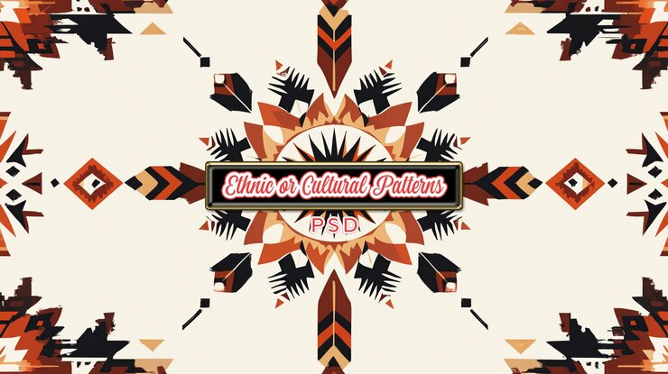 PSD native american tribal pattern and the words charles ethnic cultural patterns in a solid backgroun