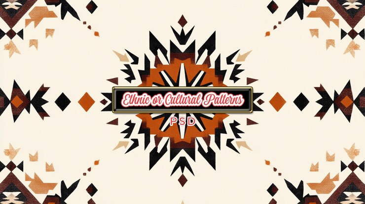 PSD native american tribal pattern and the words charles ethnic cultural patterns in a solid backgroun