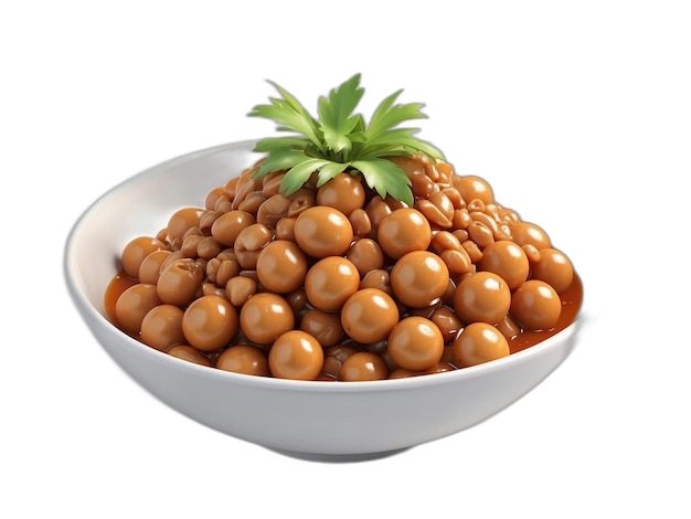 Fagioli natto psd su sfondo bianco