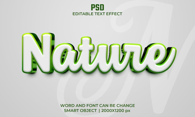 Natura 3d Edytowalny Efekt Tekstowy Premium Psd Z Tłem