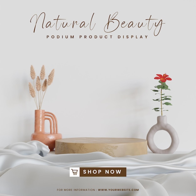 Natural abstract podium with minimalist look for product presentation