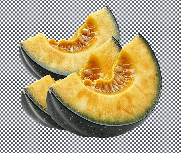 투명한 배경에 분리 된 자연적이고 신선한 Acorn Squash 슬라이스