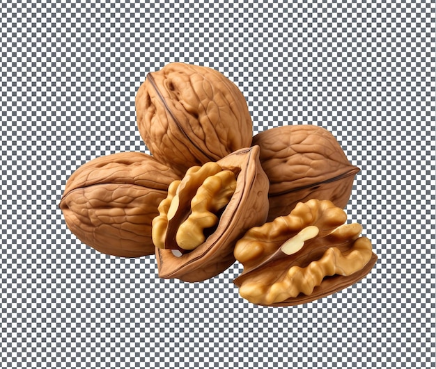 Natural and fresh Walnuts isolated on transparent background