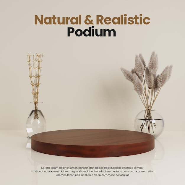 NATURAL BASIC REALISTIC PODIUM WITH BROWN PLANT