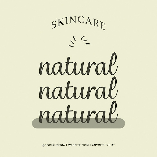 natural beauty skincare social media instagram post template psd design