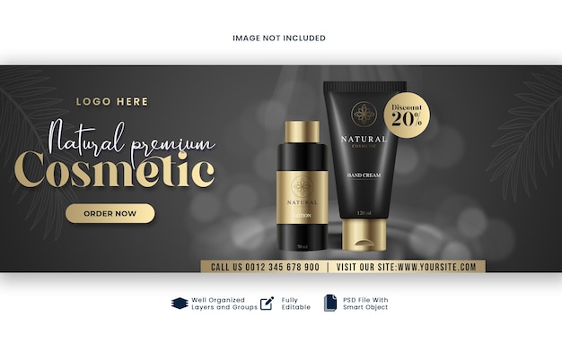 PSD natural cosmetic skincare discount banner facebook cover