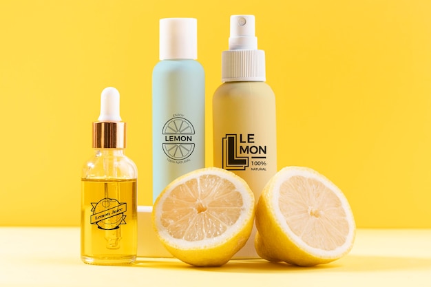 PSD concetto di cosmetici naturali con succo di limone