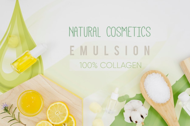 PSD natural cosmetics and lemon slices