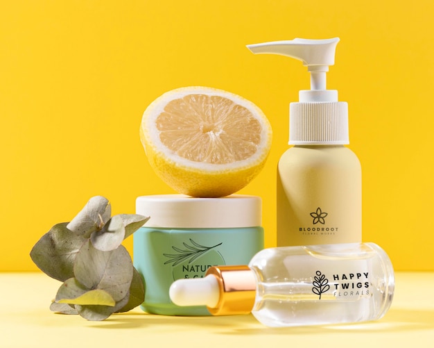 Natural cosmetics with half lemon