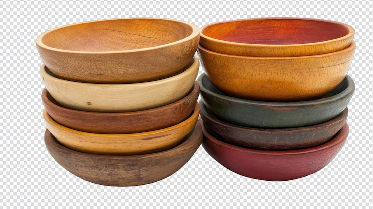 PSD natural elegance hand carved wooden salad bowls set for gourmet dining and culinary presentation