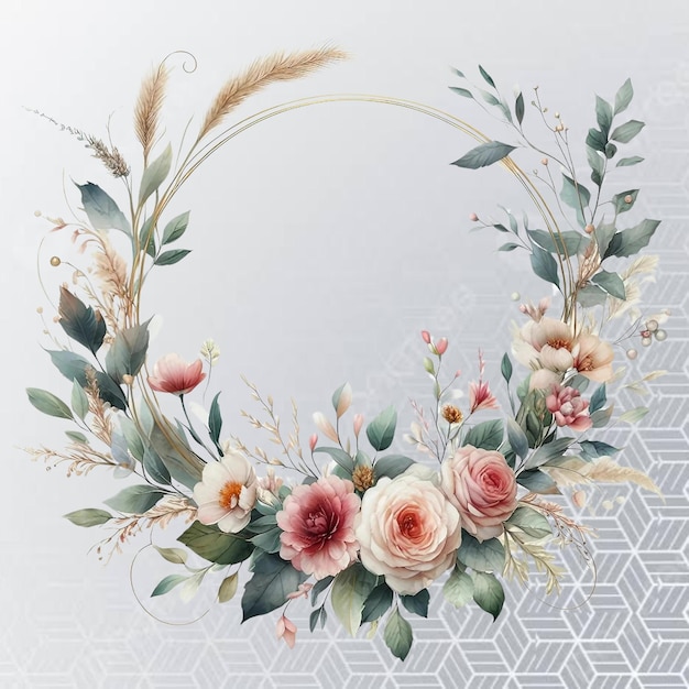 Natural floral empty frame illustration