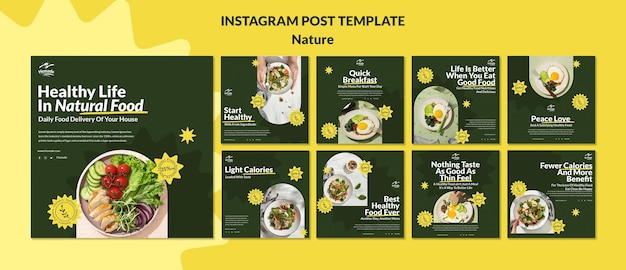 PSD modello di post di instagram di alimenti naturali