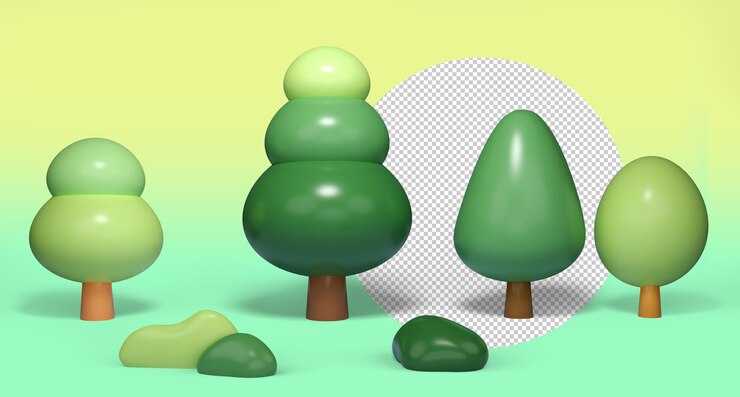 PSD natural forest toy cute tree fresh kid display icon pictogram model 3d