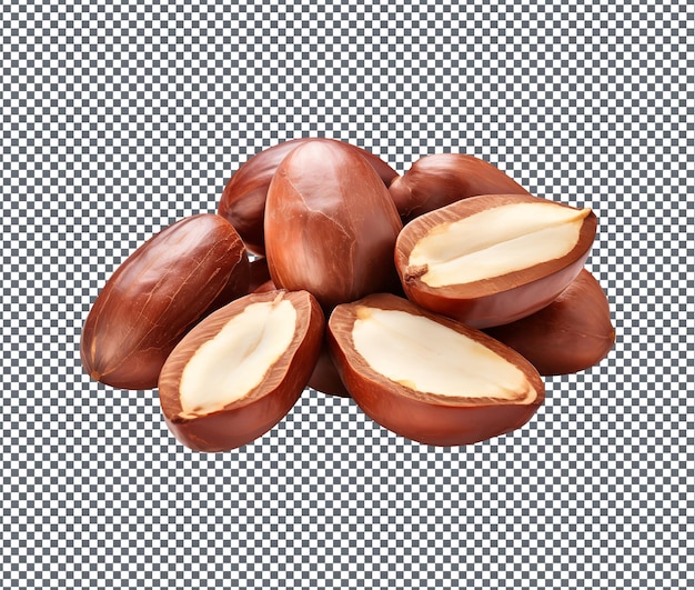 PSD natural and fresh brazil nuts isolated on transparent background