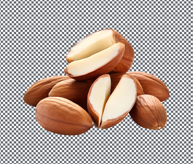 PSD natural and fresh brazil nuts isolated on transparent background