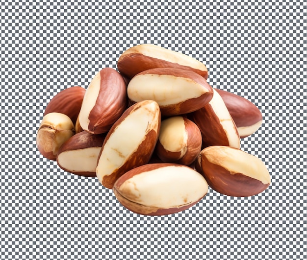 PSD natural and fresh brazil nuts isolated on transparent background