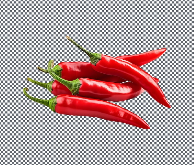PSD natural and fresh chili peppers isolated on transparent background