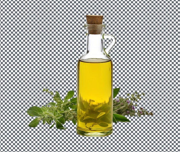 PSD olio infuso di erbe naturali e fresche isolato su uno sfondo trasparente