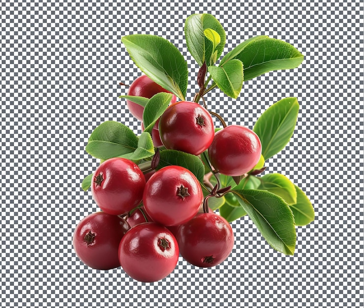 PSD natural and fresh lingonberry isolated on transparent background
